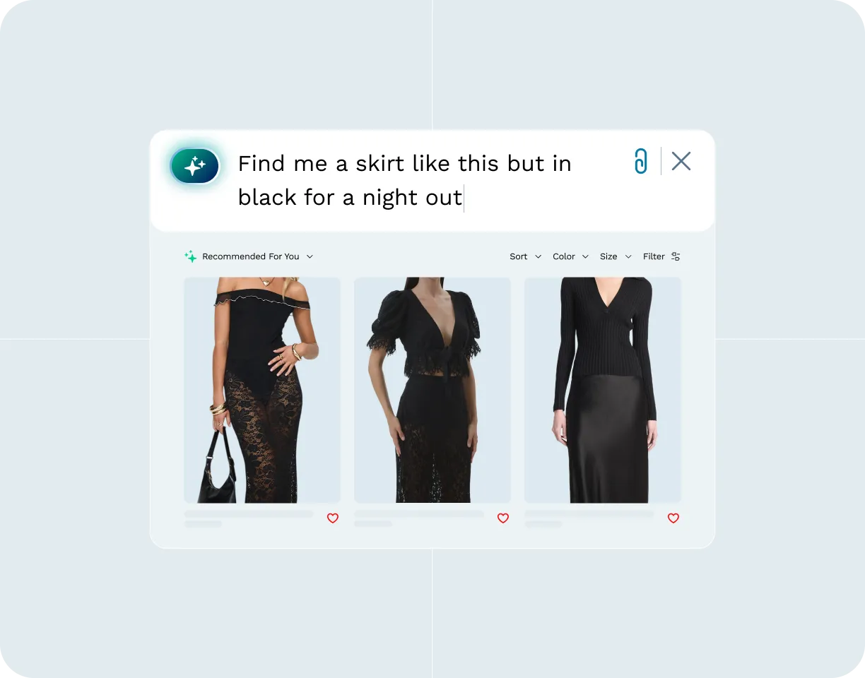 Shopping interface showing image + text search